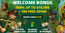 WELCOME BONUS 100%<BR>+ 100 FREE SPINS