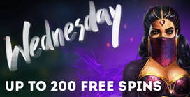 Wednesday Bonus<BR>Up to 200 Free Spins