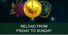 Reload – Friday to Sunday<br>50% up to $10,000 + 60 FS