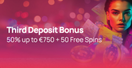 Third Deposit Bonus<br>50% up to A$750 + 50 FS